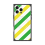 プレミアムスクエアケース with MagSafe［ Big Stripe - Green × Yellow ］