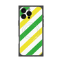 プレミアムスクエアケース with MagSafe［ Big Stripe - Green × Yellow ］