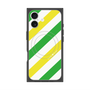 プレミアムスクエアケース with MagSafe［ Big Stripe - Green × Yellow ］
