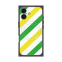 プレミアムスクエアケース with MagSafe［ Big Stripe - Green × Yellow ］