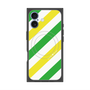 プレミアムスクエアケース with MagSafe［ Big Stripe - Green × Yellow ］