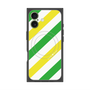 プレミアムスクエアケース with MagSafe［ Big Stripe - Green × Yellow ］