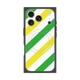 プレミアムスクエアケース with MagSafe［ Big Stripe - Green × Yellow ］