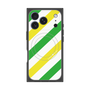 プレミアムスクエアケース with MagSafe［ Big Stripe - Green × Yellow ］