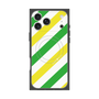 プレミアムスクエアケース with MagSafe［ Big Stripe - Green × Yellow ］