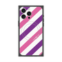 プレミアムスクエアケース with MagSafe［ Big Stripe - Purple × Pink ］