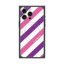 プレミアムスクエアケース with MagSafe［ Big Stripe - Purple × Pink ］