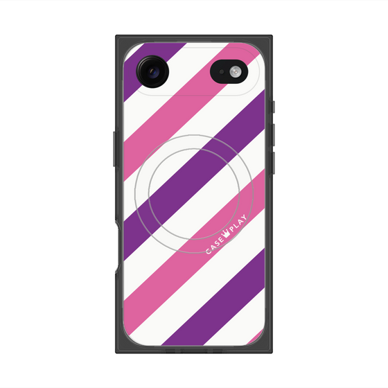 プレミアムスクエアケース with MagSafe［ Big Stripe - Purple × Pink ］