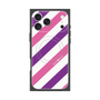 プレミアムスクエアケース with MagSafe［ Big Stripe - Purple × Pink ］