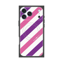 プレミアムスクエアケース with MagSafe［ Big Stripe - Purple × Pink ］