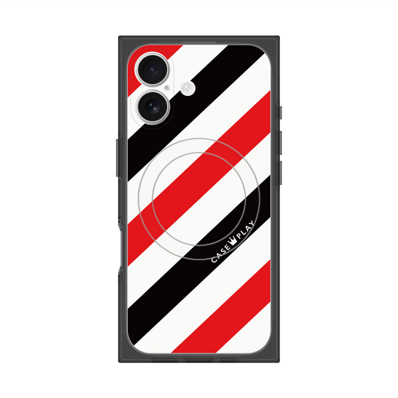 プレミアムスクエアケース with MagSafe［ Big Stripe - Red × Black ］