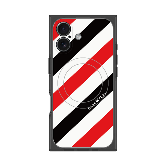 プレミアムスクエアケース with MagSafe［ Big Stripe - Red × Black ］