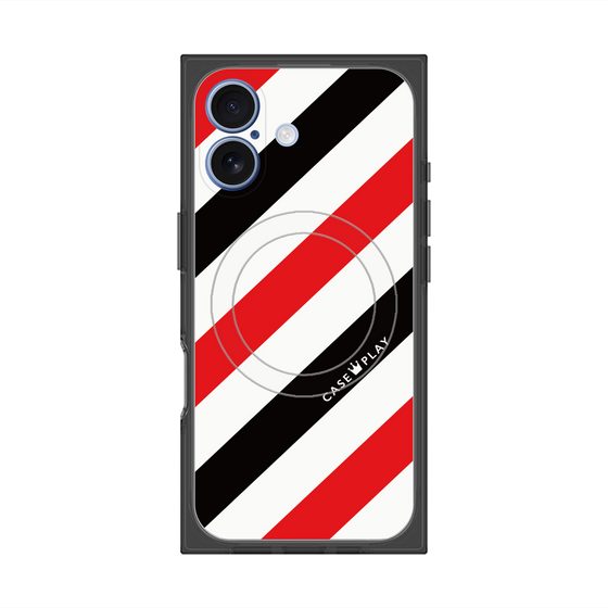 プレミアムスクエアケース with MagSafe［ Big Stripe - Red × Black ］