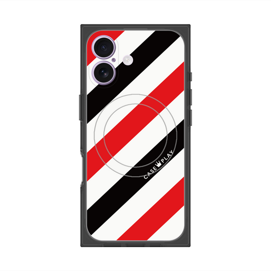 プレミアムスクエアケース with MagSafe［ Big Stripe - Red × Black ］