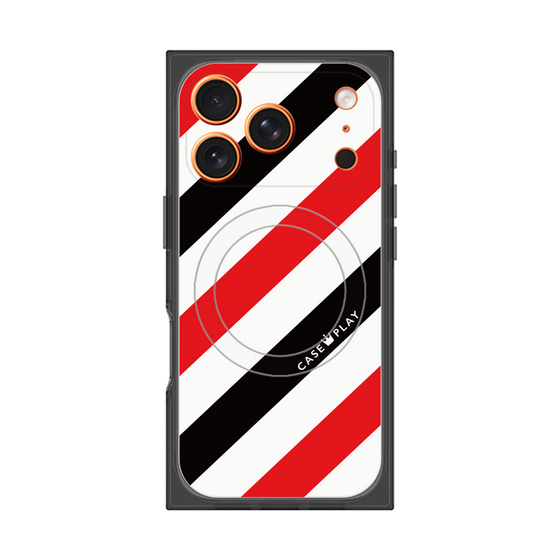 プレミアムスクエアケース with MagSafe［ Big Stripe - Red × Black ］
