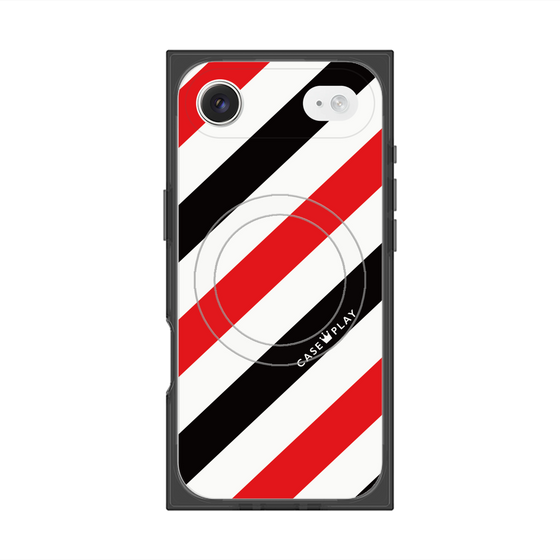プレミアムスクエアケース with MagSafe［ Big Stripe - Red × Black ］
