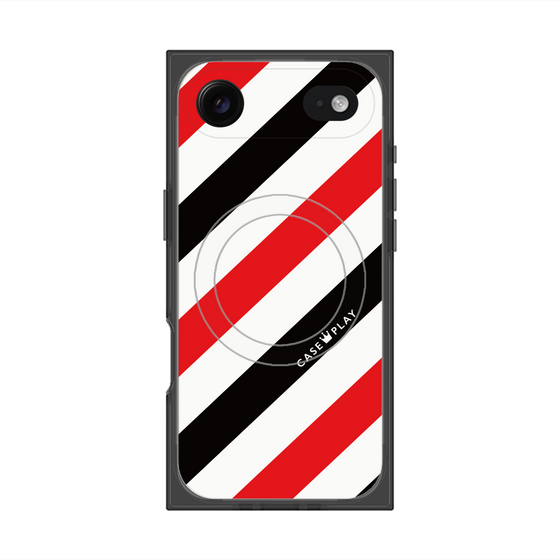 プレミアムスクエアケース with MagSafe［ Big Stripe - Red × Black ］