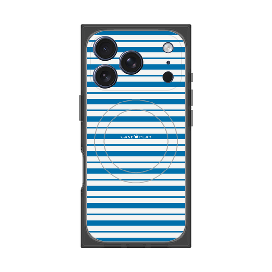 プレミアムスクエアケース with MagSafe［ Small Border - Blue ］