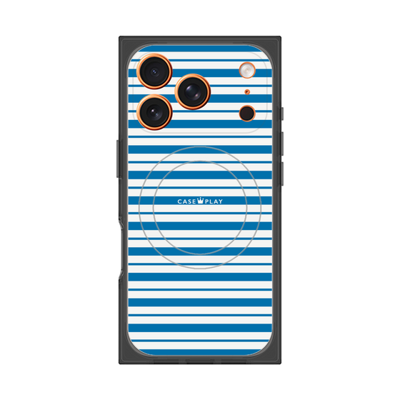 プレミアムスクエアケース with MagSafe［ Small Border - Blue ］