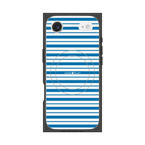 プレミアムスクエアケース with MagSafe［ Small Border - Blue ］