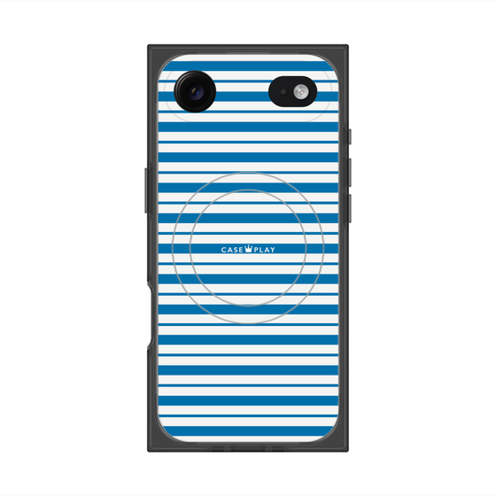 プレミアムスクエアケース with MagSafe［ Small Border - Blue ］