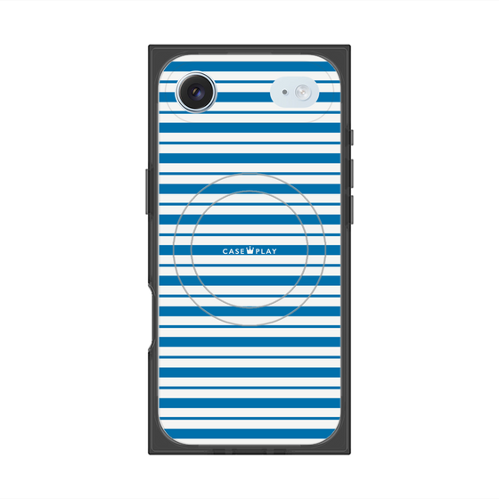 プレミアムスクエアケース with MagSafe［ Small Border - Blue ］