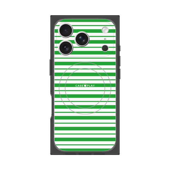 プレミアムスクエアケース with MagSafe［ Small Border - Green ］