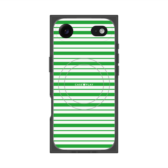 プレミアムスクエアケース with MagSafe［ Small Border - Green ］