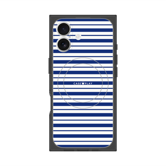 プレミアムスクエアケース with MagSafe［ Small Border - Navy ］