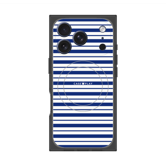 プレミアムスクエアケース with MagSafe［ Small Border - Navy ］