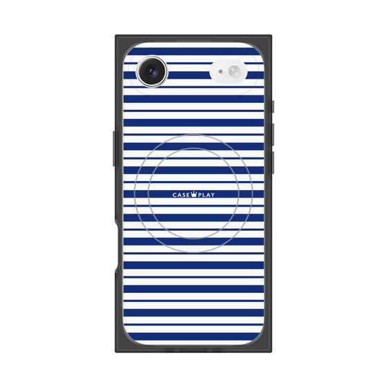 プレミアムスクエアケース with MagSafe［ Small Border - Navy ］