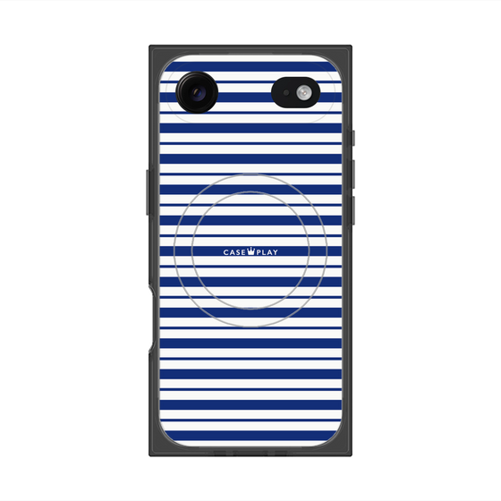 プレミアムスクエアケース with MagSafe［ Small Border - Navy ］