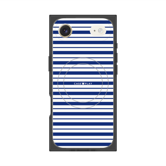 プレミアムスクエアケース with MagSafe［ Small Border - Navy ］