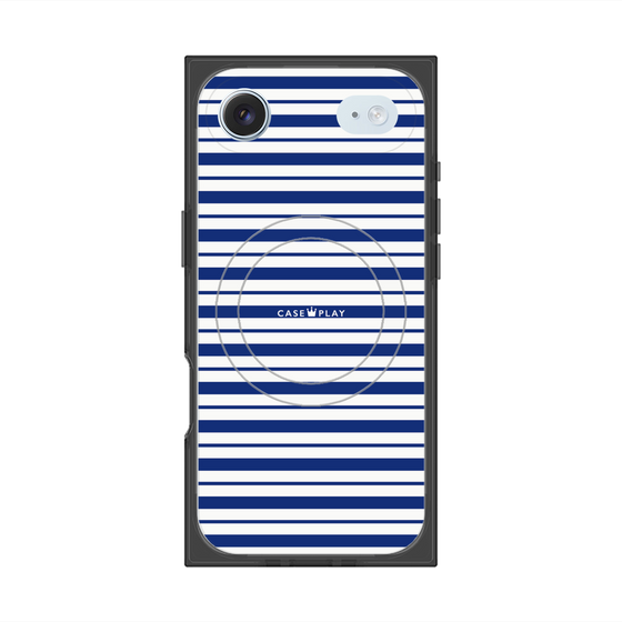 プレミアムスクエアケース with MagSafe［ Small Border - Navy ］