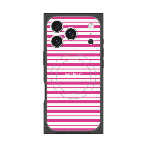 プレミアムスクエアケース with MagSafe［ Small Border - Pink ］