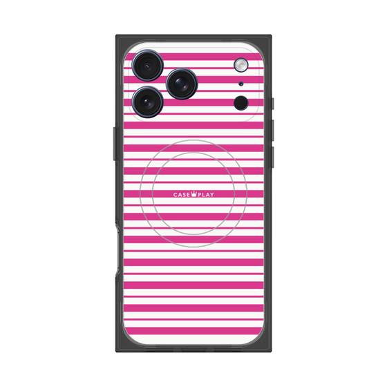 プレミアムスクエアケース with MagSafe［ Small Border - Pink ］