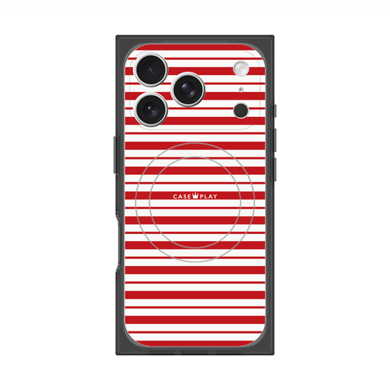 プレミアムスクエアケース with MagSafe［ Small Border - Red ］