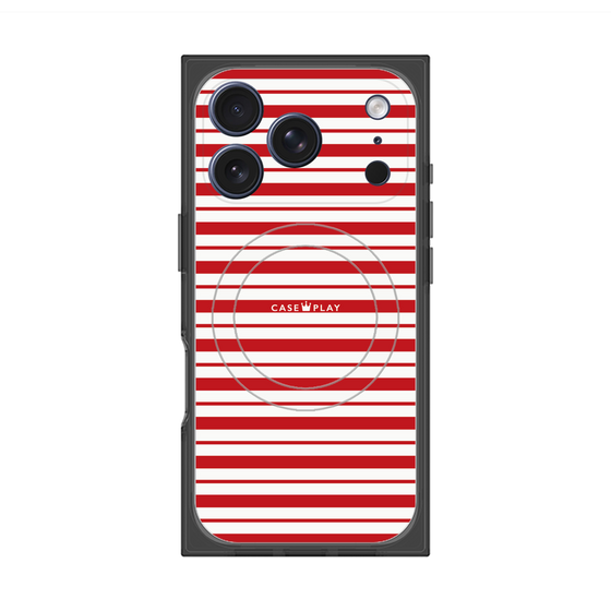 プレミアムスクエアケース with MagSafe［ Small Border - Red ］