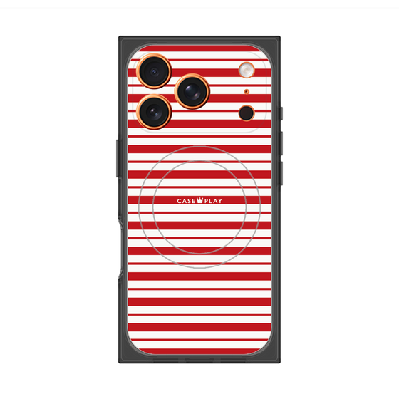 プレミアムスクエアケース with MagSafe［ Small Border - Red ］