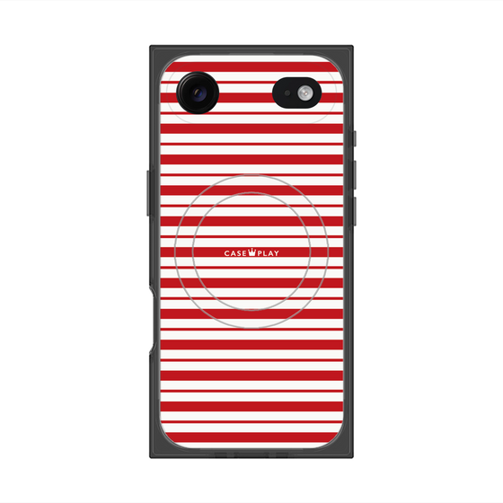 プレミアムスクエアケース with MagSafe［ Small Border - Red ］