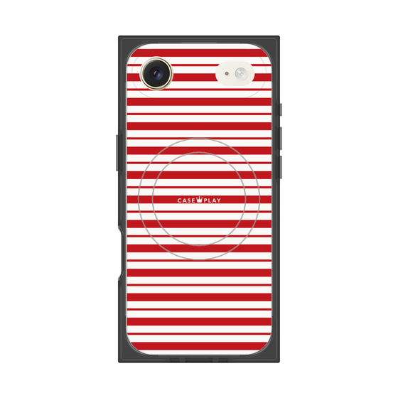 プレミアムスクエアケース with MagSafe［ Small Border - Red ］