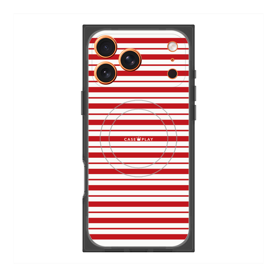 プレミアムスクエアケース with MagSafe［ Small Border - Red ］