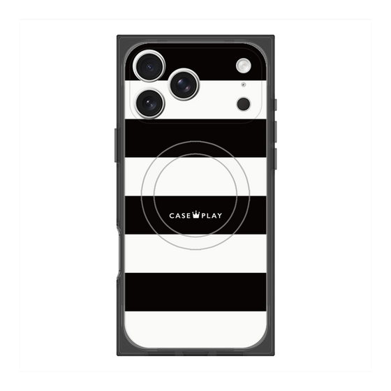 プレミアムスクエアケース with MagSafe［ Big Border - Black ］