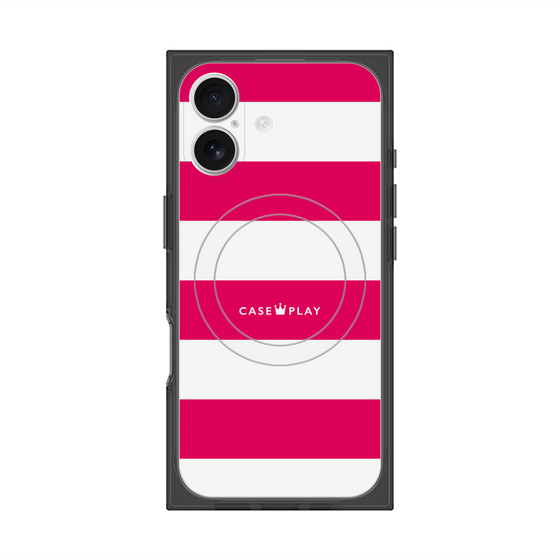 プレミアムスクエアケース with MagSafe［ Big Border - Pink ］