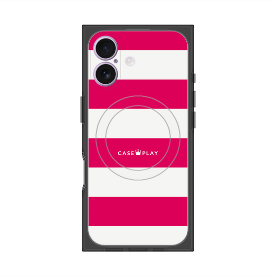 プレミアムスクエアケース with MagSafe［ Big Border - Pink ］