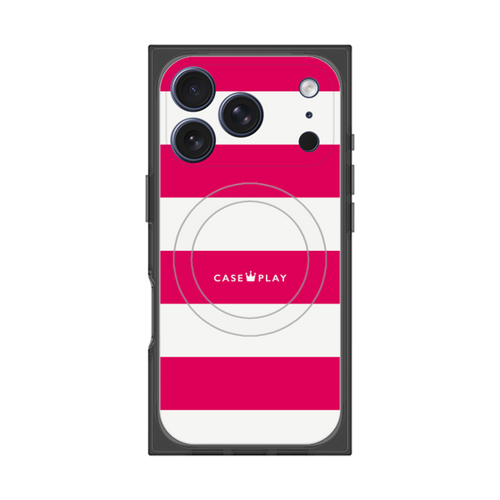 プレミアムスクエアケース with MagSafe［ Big Border - Pink ］