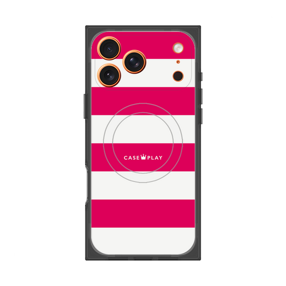 プレミアムスクエアケース with MagSafe［ Big Border - Pink ］