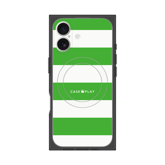 プレミアムスクエアケース with MagSafe［ Big Border - Green ］