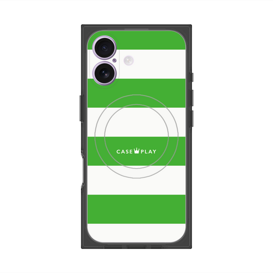 プレミアムスクエアケース with MagSafe［ Big Border - Green ］