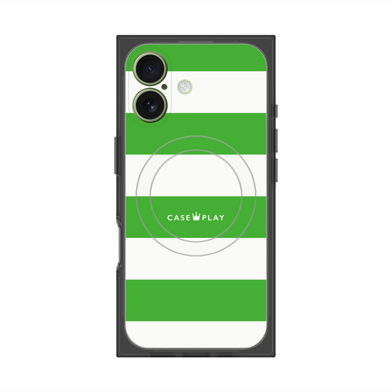 プレミアムスクエアケース with MagSafe［ Big Border - Green ］